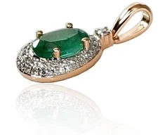 Diamond Sky Jewelry Auksinis pakabukas su deimantais ir smaragdais „Grakštumas III“