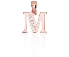 Diamond Sky Jewelry Auksinis raidės pakabukas su cirkoniais „M III“