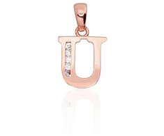 Diamond Sky Jewelry Auksinis raidės pakabukas su cirkoniais „U III“