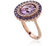 Diamond Sky Jewelry Auksinis žiedas su cirkoniais ir ametistais „Morrigan XIV“