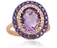 Diamond Sky Jewelry Auksinis žiedas su cirkoniais ir ametistais „Morrigan XIV“