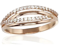 Diamond Sky Jewelry Auksinis žiedas su cirkoniais „Trigubas Spindesys“