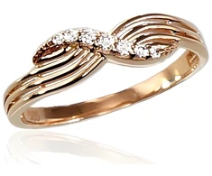 Diamond Sky Jewelry Auksinis žiedas su cirkoniais „Šviesos Bangos“