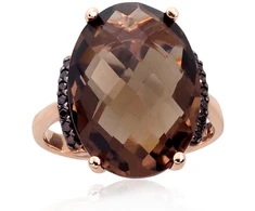 Diamond Sky Jewelry Auksinis žiedas su cirkoniais ir kvarcu „Royal Quartz IV“