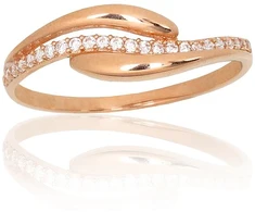 Diamond Sky Jewelry Auksinis žiedas su cirkoniais „Elegantiška Banga“
