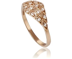 Diamond Sky Jewelry Auksinis žiedas su cirkoniais „Auksinės Nertos Nėrinės“