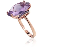 Diamond Sky Jewelry Auksinis žiedas su cirkoniais ir ametistais „Karališkas Ametistas III“