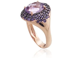 Diamond Sky Jewelry Auksinis žiedas su cirkoniais ir ametistais „Morrigan III“