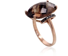 Diamond Sky Jewelry Auksinis žiedas su cirkoniais ir kvarcu „Royal Quartz IV“