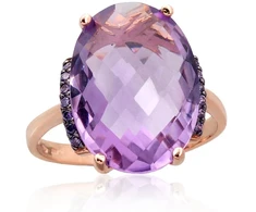 Diamond Sky Jewelry Auksinis žiedas su cirkoniais ir ametistais „Karališkas Ametistas III“