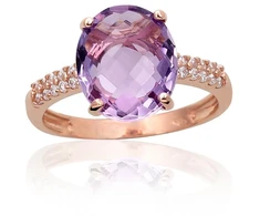 Diamond Sky Jewelry Auksinis žiedas su cirkoniais ir ametistais „Karališkas Ametistas IV“