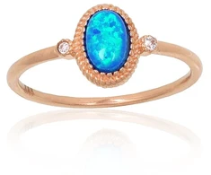 Diamond Sky Jewelry Auksinis žiedas su cirkoniais ir opalitu „Masterpiece“
