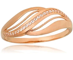 Diamond Sky Jewelry Auksinis žiedas su cirkoniais „Tidal Rhythm“