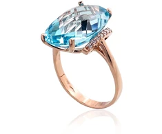 Diamond Sky Jewelry Auksinis žiedas su cirkoniais ir topazais „Karališkas Topazas VI“