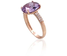 Diamond Sky Jewelry Auksinis žiedas su cirkoniais ir ametistais „Karališkas Ametistas IV“