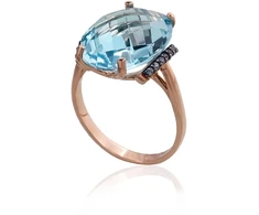 Diamond Sky Jewelry Auksinis žiedas su cirkoniais ir topazais „Karališkas Topazas VII“