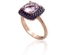 Diamond Sky Jewelry Auksinis žiedas su cirkoniais ir ametistais „Morrigan VII“