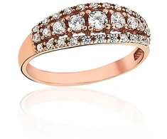 Diamond Sky Jewelry Auksinis žiedas su cirkoniais „Spindesio Kaskada“