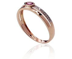 Diamond Sky Jewelry Auksinis žiedas su deimantais ir rubinais „Dangaus Dovana IV“