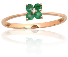 Diamond Sky Jewelry Auksinis žiedas su deimantais ir smaragdais „Miško Širdis“