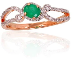 Diamond Sky Jewelry Auksinis žiedas su deimantais ir smaragdais „Je t'aime“