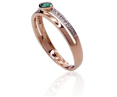 Diamond Sky Jewelry Auksinis žiedas su deimantais ir smaragdais „Dangaus Dovana III“