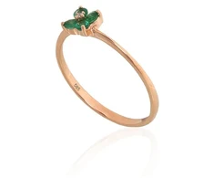 Diamond Sky Jewelry Auksinis žiedas su deimantais ir smaragdais „Miško Širdis“