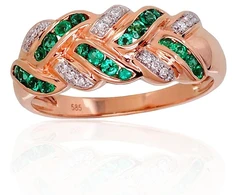 Diamond Sky Jewelry Auksinis žiedas su deimantais ir smaragdais „Aukso Raštas XI“