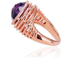 Diamond Sky Jewelry Auksinis žiedas su deimantais ir ametistais „Lourdes“