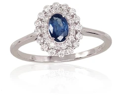 Diamond Sky Jewelry Auksinis žiedas su deimantais ir safyrais „Romance“