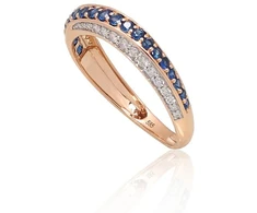 Diamond Sky Jewelry Auksinis žiedas su deimantais ir safyrais „Roxana V“