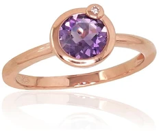 Diamond Sky Jewelry Auksinis žiedas su deimantais ir ametistais „Garmiona“