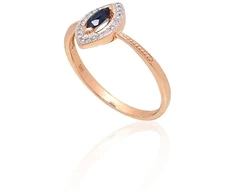 Diamond Sky Jewelry Auksinis žiedas su deimantais ir safyrais „Aleksandrija IV“