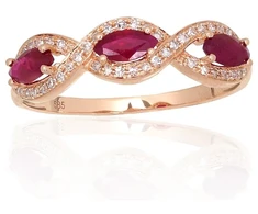 Diamond Sky Jewelry Auksinis žiedas su deimantais ir rubinais „Atėnė XI“