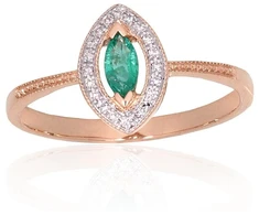Diamond Sky Jewelry Auksinis žiedas su deimantais ir smaragdais „Aleksandrija III“