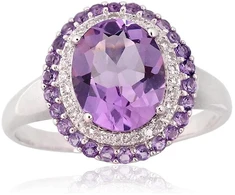 Diamond Sky Jewelry Auksinis žiedas su deimantais ir ametistais „Ametisto Didybė“