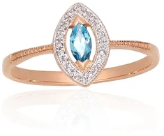 Diamond Sky Jewelry Auksinis žiedas su deimantais ir topazais „Aleksandrija V“