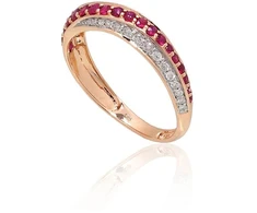 Diamond Sky Jewelry Auksinis žiedas su deimantais ir rubinais „Roxana IV“