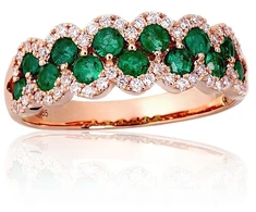 Diamond Sky Jewelry Auksinis žiedas su deimantais ir smaragdais „Aukso Raštas XIV“