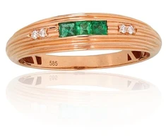 Diamond Sky Jewelry Auksinis žiedas su deimantais ir smaragdais „Odette III“