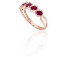 Diamond Sky Jewelry Auksinis žiedas su deimantais ir rubinais „Atėnė“