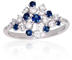 Diamond Sky Jewelry Auksinis žiedas su deimantais ir safyrais „Lunar Symphony“