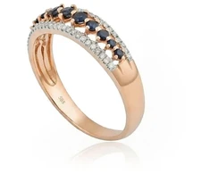 Diamond Sky Jewelry Auksinis žiedas su deimantais ir safyrais „Kamelija III“