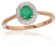 Diamond Sky Jewelry Auksinis žiedas su deimantais ir smaragdais „Sofia“