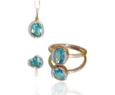 Diamond Sky Jewelry Auksinis žiedas su deimantais ir topazais „Femme Fatale“