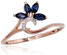 Diamond Sky Jewelry Auksinis žiedas su deimantais ir safyrais „Crystallite III“