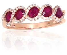 Diamond Sky Jewelry Auksinis žiedas su deimantais ir rubinais „Atėnė“