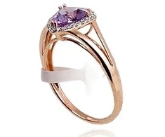 Diamond Sky Jewelry Auksinis žiedas su deimantais ir ametistais „Princess III“