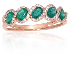Diamond Sky Jewelry Auksinis žiedas su deimantais ir smaragdais „Atėnė IV“