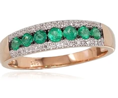 Diamond Sky Jewelry Auksinis žiedas su deimantais ir smaragdais „Kamelija V“